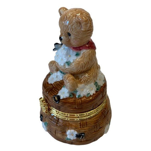 SF Music Box Teddy Bear Butterflies Bees Trinket Box Song My Favorite Things - Picture 1 of 11
